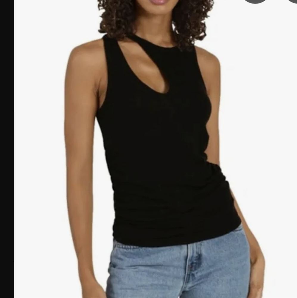 NWT Black Sleeveless Ruched Tank